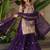 Purple colour embroidered crazy silk kurta palazzo set with georgette dupatta