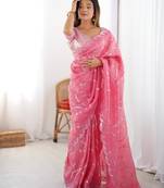 Pink Gold Crush One minute Ready to Wear saree 
