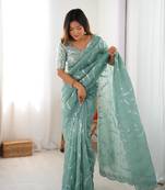 Green Gold Crush One minute Ready to Wear saree 