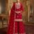 Red colour embroidered fox georgette kurta palazzo set with dupatta