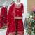Red colour embroidered fox georgette kurta palazzo set with dupatta