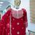 Red colour embroidered fox georgette kurta palazzo set with dupatta