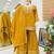 Yellow colour embroidered fox georgette kurta palazzo set with dupatta