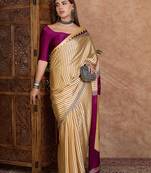 Wine color ready to wear semi modal saree with unstitched designer blouse