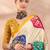 Yellow color ready to wear semi modal saree with unstitched designer blouse