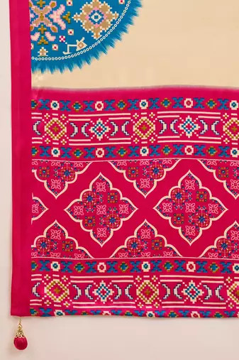 Pink color Readymade semi modal saree with unstitched designer blouse