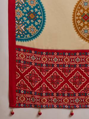 Red color Readymade semi modal saree with unstitched designer blouse 4