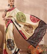 Black color ready to wear semi modal saree with unstitched designer blouse