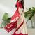 Red color ready to wear semi modal saree with unstitched designer blouse