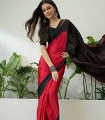 Black color ready to wear semi modal saree with unstitched designer blouse