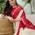 Red color ready to wear semi modal saree with unstitched designer blouse