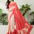 Pink color ready to wear semi modal saree with unstitched designer blouse