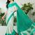 Teal color ready to wear semi modal saree with unstitched designer blouse