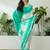Teal color ready to wear semi modal saree with unstitched designer blouse