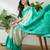 Teal color ready to wear semi modal saree with unstitched designer blouse