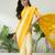 Yellow color ready to wear semi modal saree with unstitched designer blouse