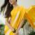 Yellow color ready to wear semi modal saree with unstitched designer blouse