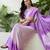 Lavender color ready to wear semi modal saree with unstitched designer blouse