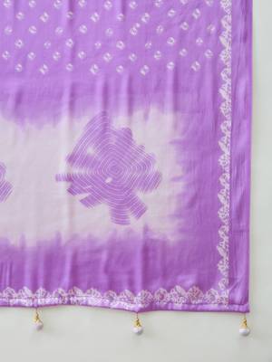 Lavender color Readymade semi modal saree with unstitched designer blouse 5
