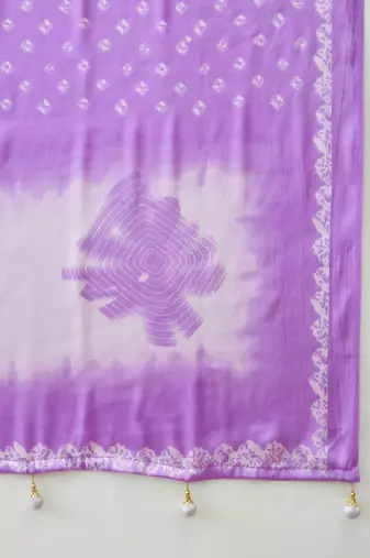 Lavender color Readymade semi modal saree with unstitched designer blouse