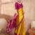 Yellow color ready to wear semi modal saree with unstitched designer blouse