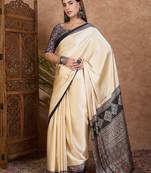Black color ready to wear semi modal saree with unstitched designer blouse