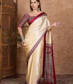 Red color ready to wear semi modal saree with unstitched designer blouse