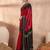Red color ready to wear semi modal saree with unstitched designer blouse