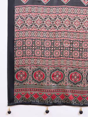 Black color Readymade semi modal saree with unstitched designer blouse 5