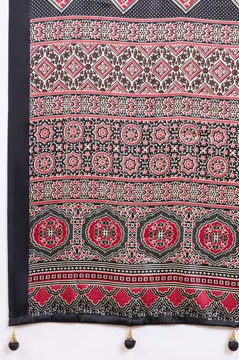 Black color Readymade semi modal saree with unstitched designer blouse