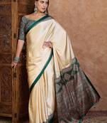 Green color ready to wear semi modal saree with unstitched designer blouse