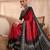 Red color ready to wear semi modal saree with unstitched designer blouse