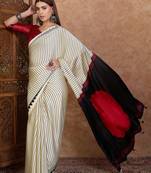 Black color ready to wear semi modal saree with unstitched designer blouse