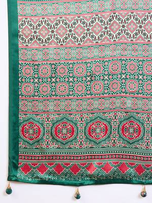 Green color ready to wear semi modal saree with unstitched designer blouse 4