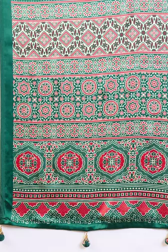 Green color ready to wear semi modal saree with unstitched designer blouse