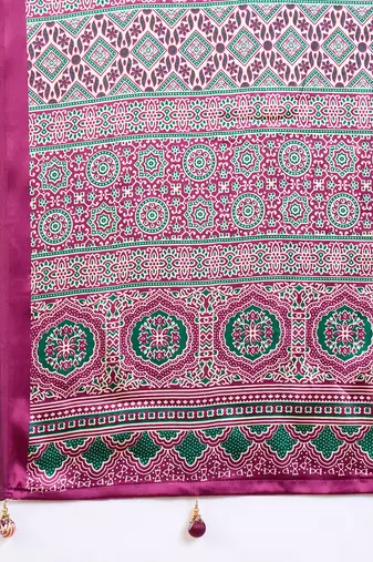 Wine color ready to wear semi modal saree with unstitched designer blouse