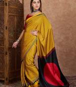 Yellow color ready to wear semi modal saree with unstitched designer blouse