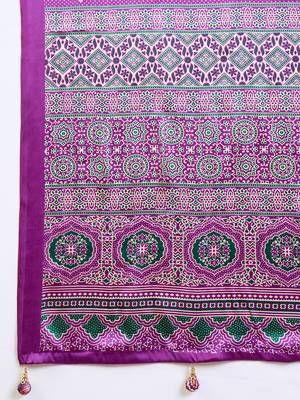 Purple color ready to wear semi modal saree with unstitched designer blouse 4