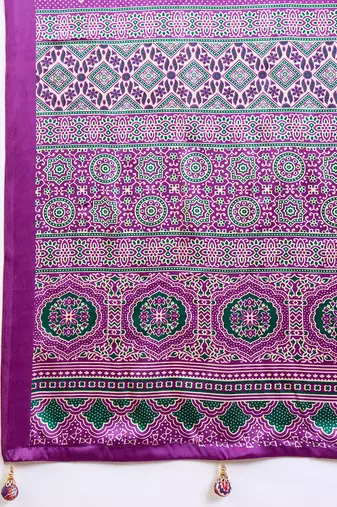 Purple color ready to wear semi modal saree with unstitched designer blouse