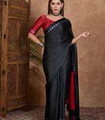 Black color ready to wear semi modal saree with unstitched designer blouse