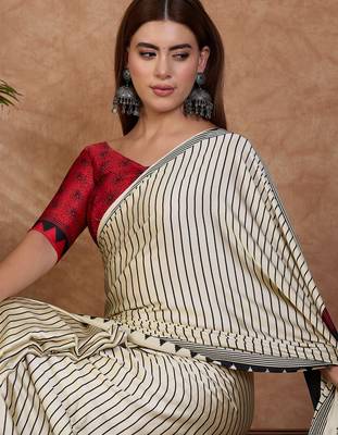 Black color ready to wear semi modal saree with unstitched designer blouse 3