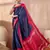 Blue color ready to wear semi modal saree with unstitched designer blouse