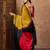 Yellow color ready to wear semi modal saree with unstitched designer blouse