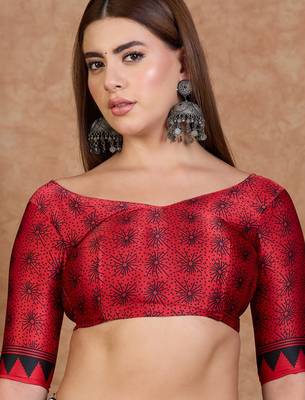 Black color ready to wear semi modal saree with unstitched designer blouse 5