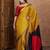 Yellow color ready to wear semi modal saree with unstitched designer blouse