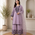 Lavender mal cotton kurta palazzo set with organza dupatta