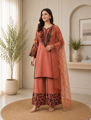 Mal cotton kurta palazzo set with organza dupatta 1
