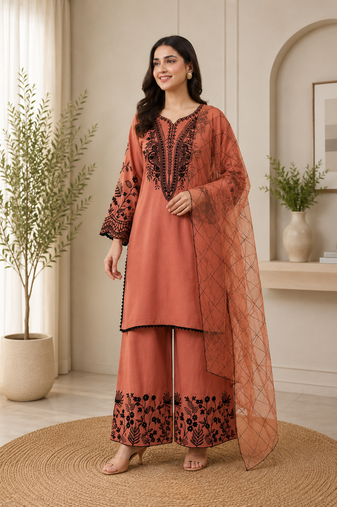 Mal cotton kurta palazzo set with organza dupatta