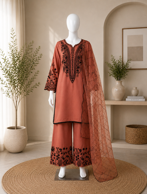 Mal cotton kurta palazzo set with organza dupatta 2