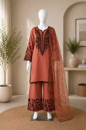 Mal cotton kurta palazzo set with organza dupatta
